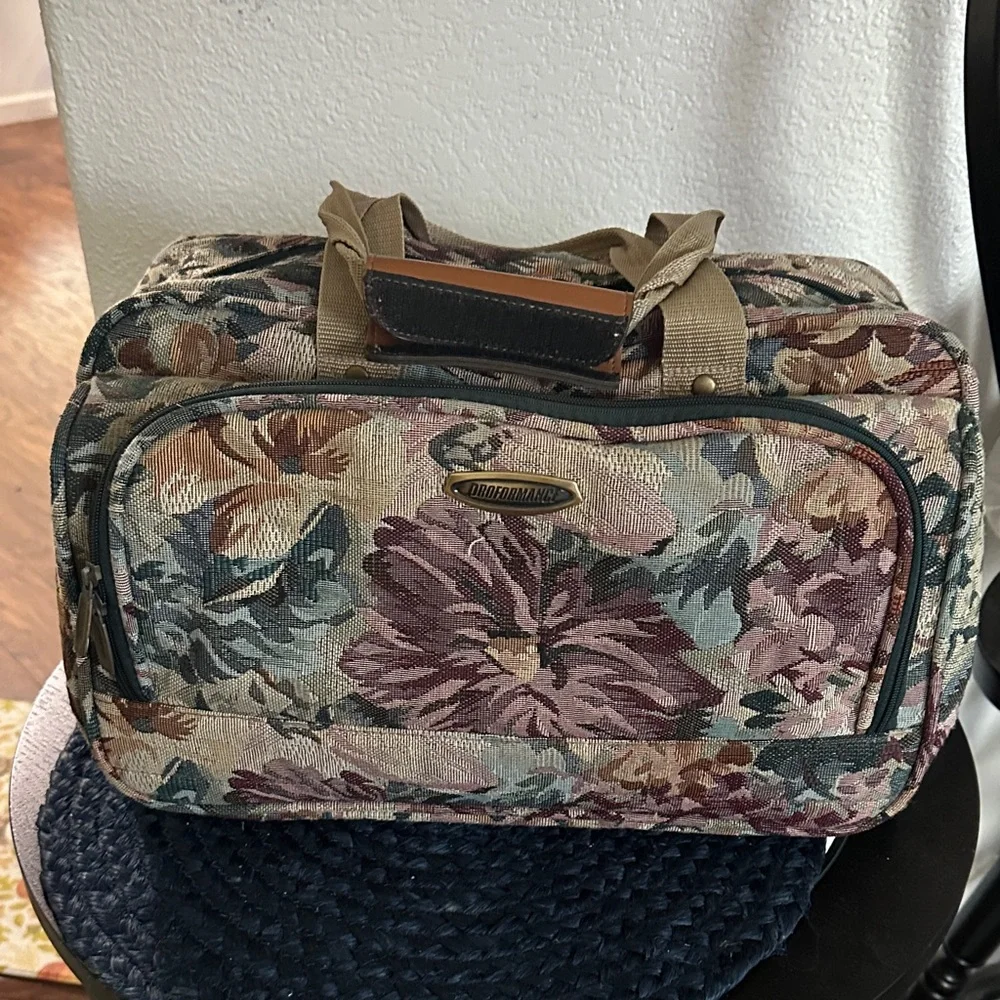 Floral Tapestry Travel Bag - Carry On.